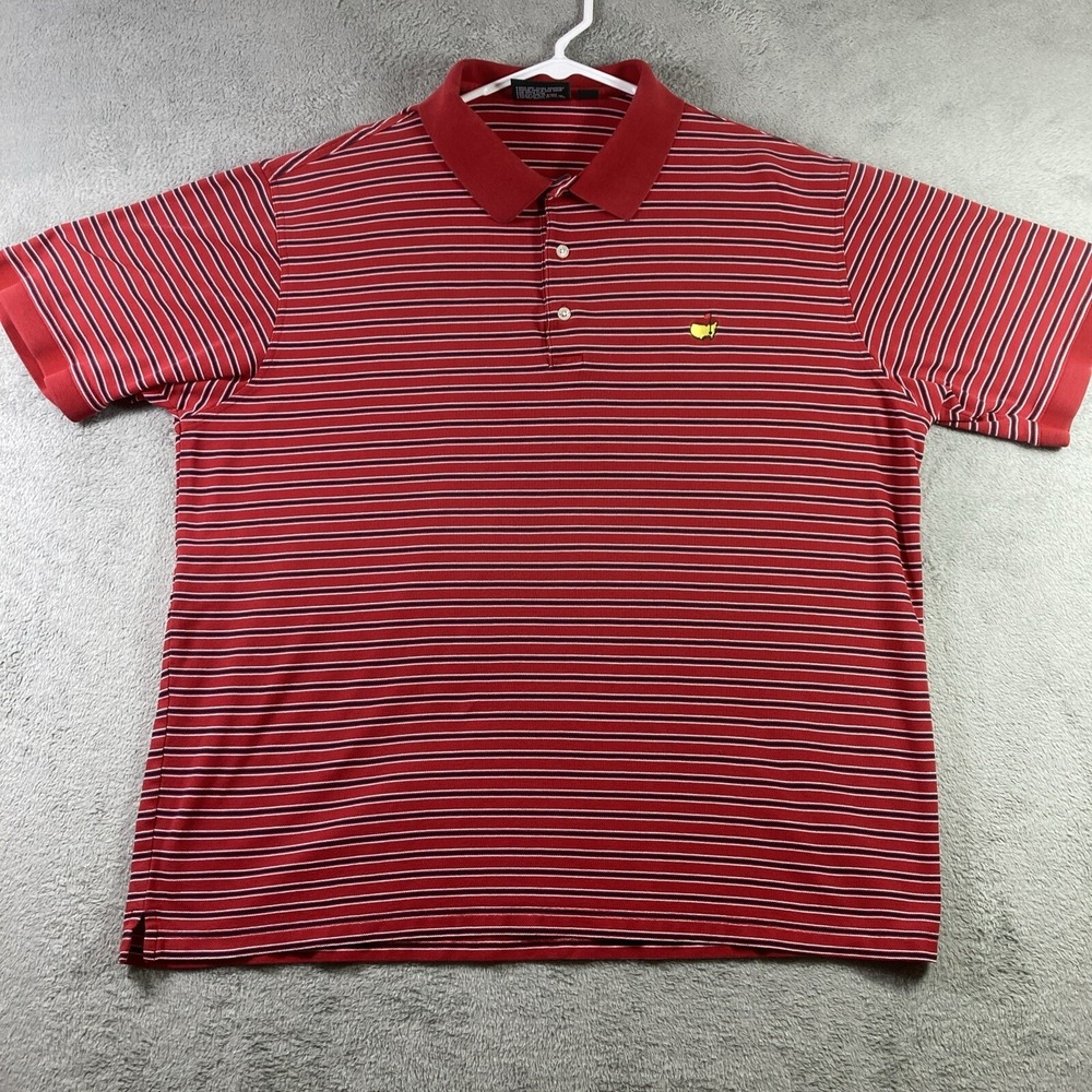 Vintage Masters Polo Shirt Men XXL 2XL Red Striped Golf Preppy Pima Cotton SS